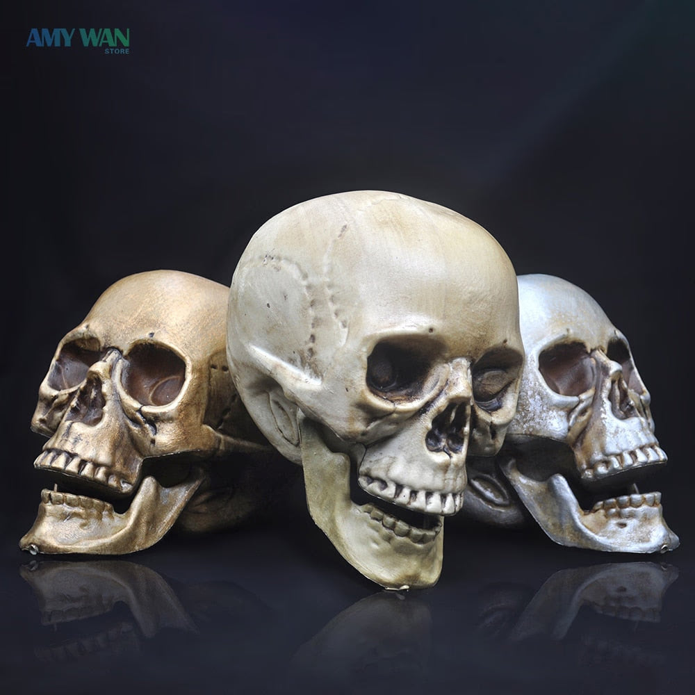 Skull Decor Prop Skeleton Head Plastic 1:1 Model Halloween Style Haunted House Party Home Decoration Game Supplies High Quality acacuss