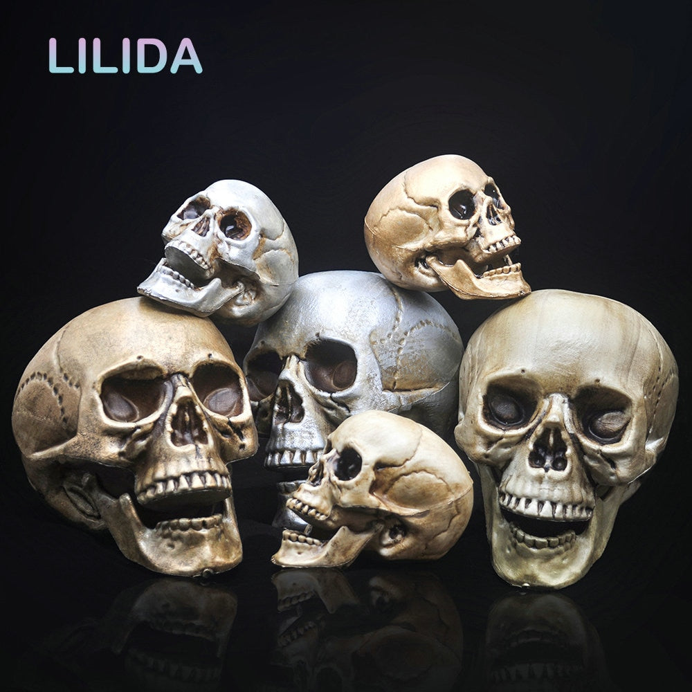 Skull Decor Prop Skeleton Head Plastic 1:1 Model Halloween Style Haunted House Party Home Decoration Game Supplies High Quality acacuss