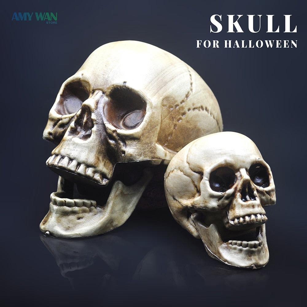Skull Decor Prop Skeleton Head Plastic 1:1 Model Halloween Style Haunted House Party Home Decoration Game Supplies High Quality acacuss