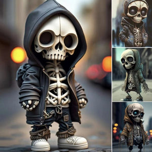Skull Figure Statue Resin Art Decorating Piece Alien Hoodie Holiday Party Desk Courtyard Outdoor Garden Home Decor acacuss