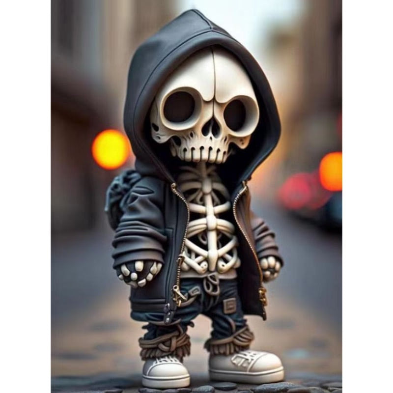 Skull Figure Statue Resin Art Decorating Piece Alien Hoodie Holiday Party Desk Courtyard Outdoor Garden Home Decor acacuss