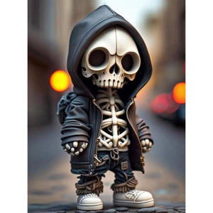 Skull Figure Statue Resin Art Decorating Piece Alien Hoodie Holiday Party Desk Courtyard Outdoor Garden Home Decor acacuss