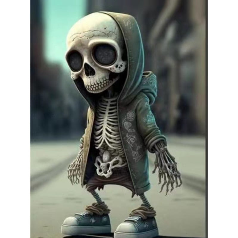 Skull Figure Statue Resin Art Decorating Piece Alien Hoodie Holiday Party Desk Courtyard Outdoor Garden Home Decor acacuss