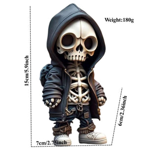 Skull Figure Statue Resin Art Decorating Piece Alien Hoodie Holiday Party Desk Courtyard Outdoor Garden Home Decor acacuss