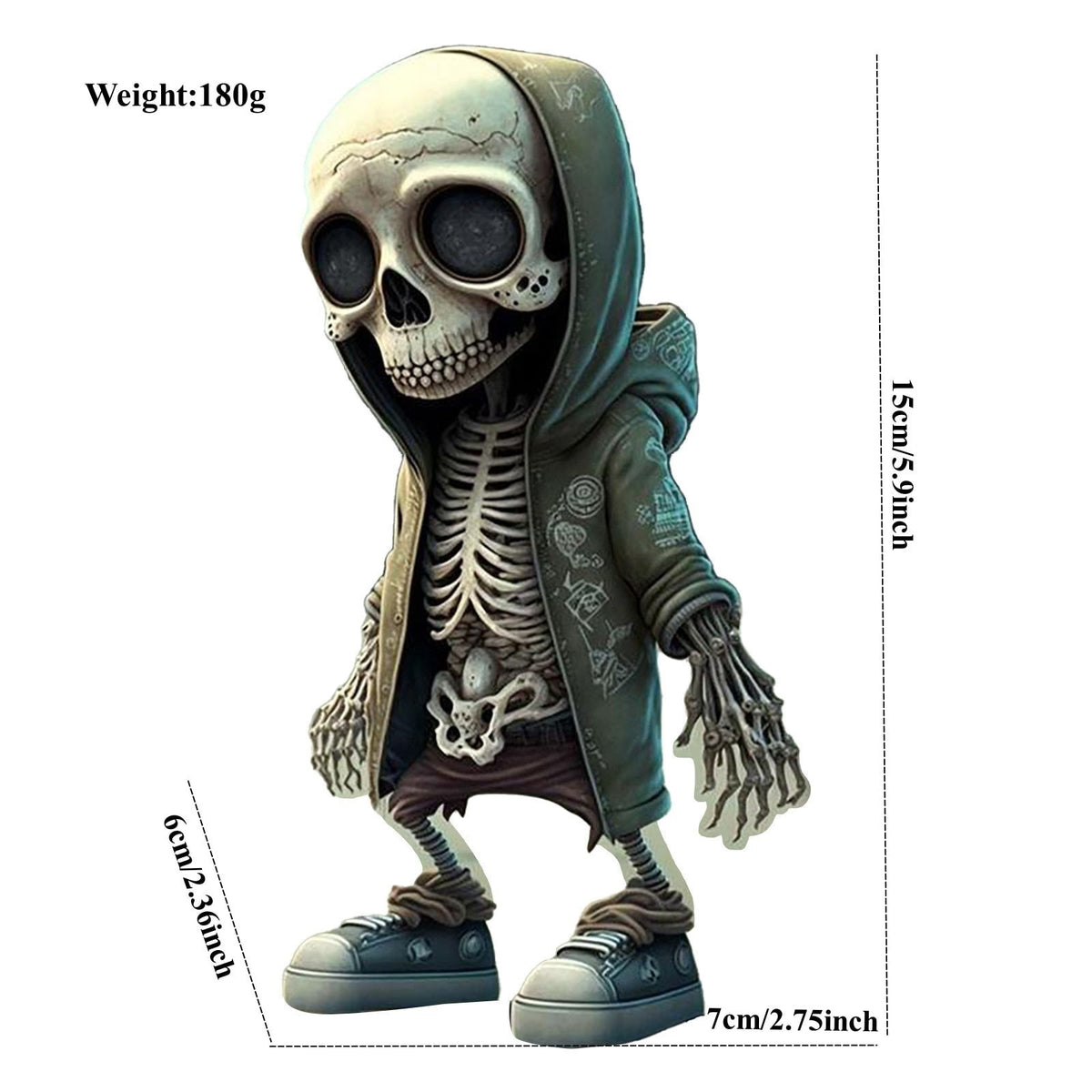 Skull Figure Statue Resin Art Decorating Piece Alien Hoodie Holiday Party Desk Courtyard Outdoor Garden Home Decor acacuss