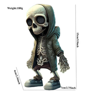 Skull Figure Statue Resin Art Decorating Piece Alien Hoodie Holiday Party Desk Courtyard Outdoor Garden Home Decor acacuss
