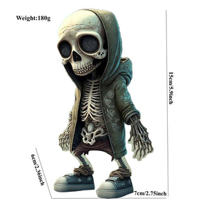 Skull Figure Statue Resin Art Decorating Piece Alien Hoodie Holiday Party Desk Courtyard Outdoor Garden Home Decor acacuss