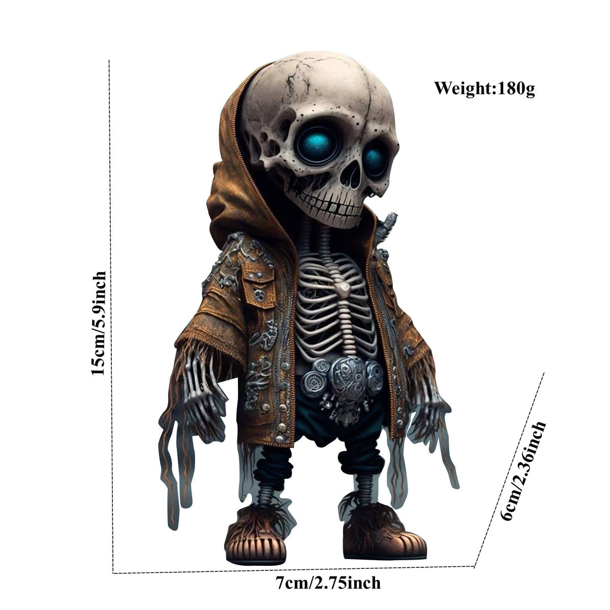 Skull Figure Statue Resin Art Decorating Piece Alien Hoodie Holiday Party Desk Courtyard Outdoor Garden Home Decor acacuss