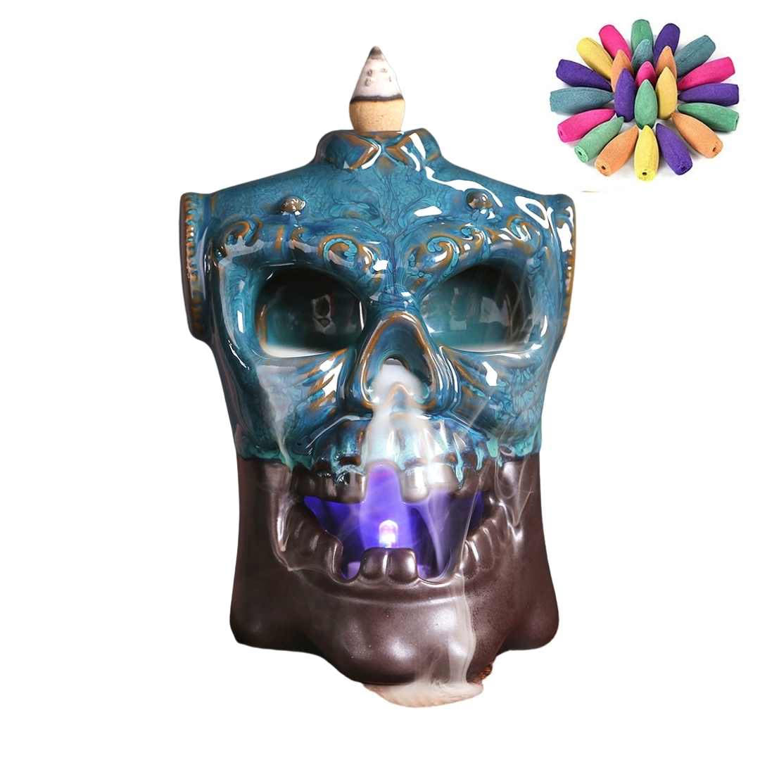 Skull Incense Burner Waterfall - acacuss