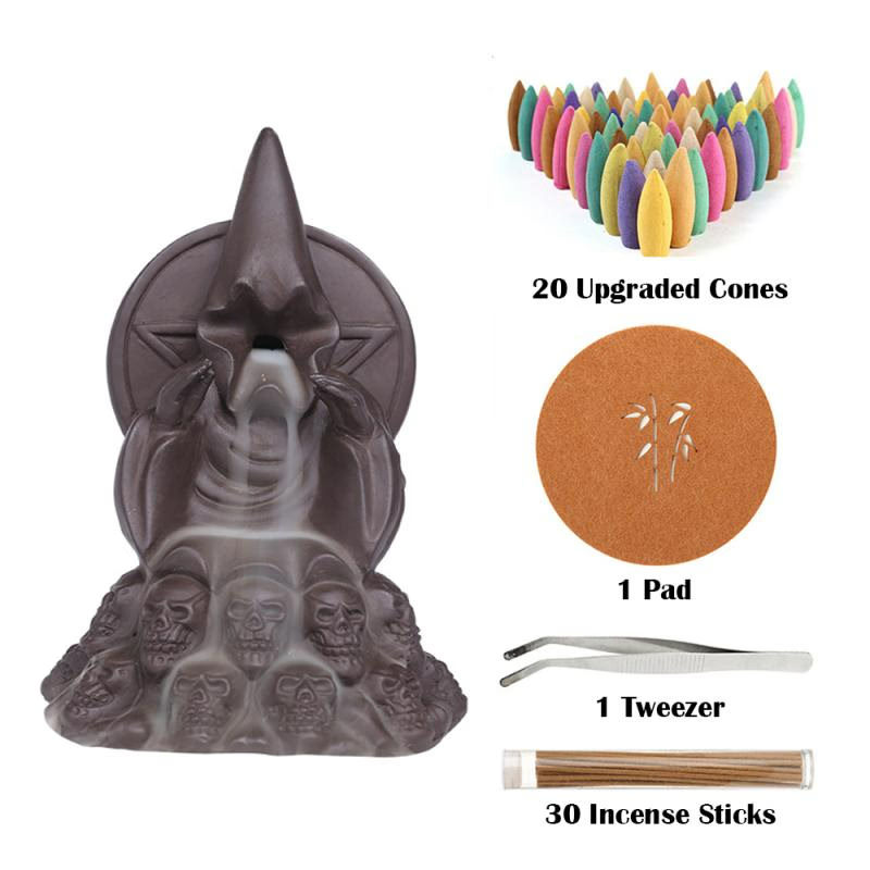 Skull Incense Burner Waterfall - acacuss