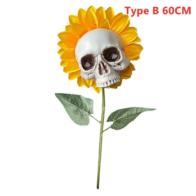 Skull Sunflower Halloween Scary Decoration Home And Garden Horror Artifical Flower Ornament for House Yard Deco Outdoor Calavera acacuss