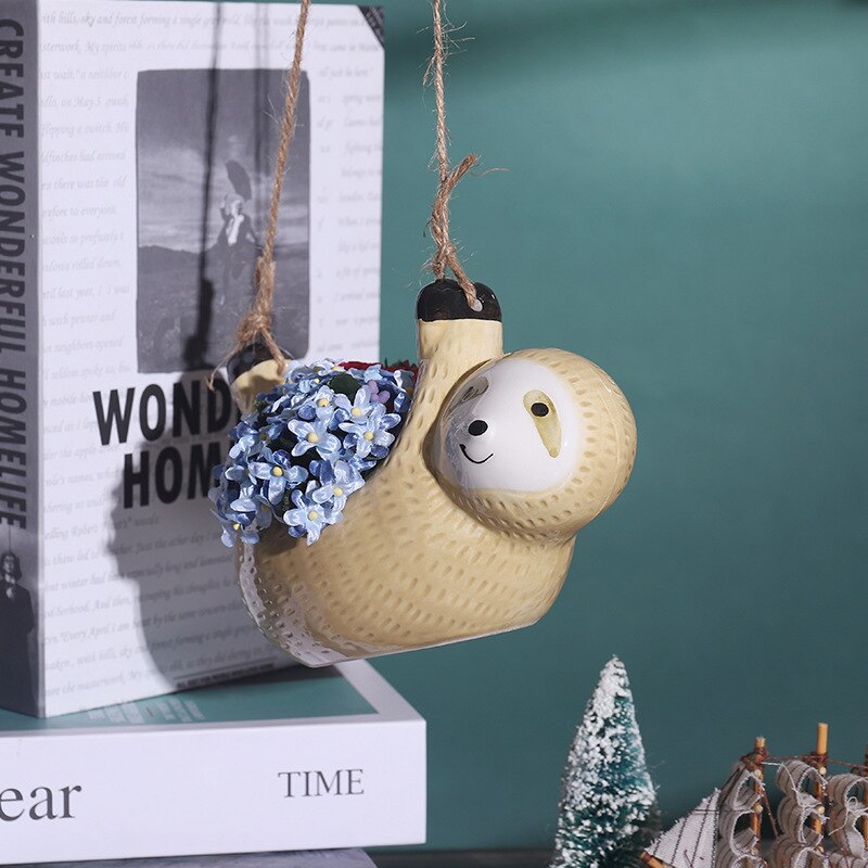 Sloth Hanging Succulent Flower Pot Nordic Creative Ceramics Green Radi –  acacuss