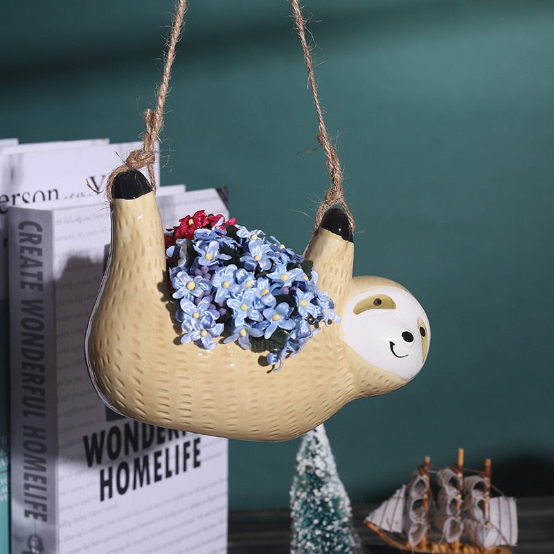 Sloth Hanging Succulent Flower Pot Nordic Creative Ceramics Green Radi –  acacuss