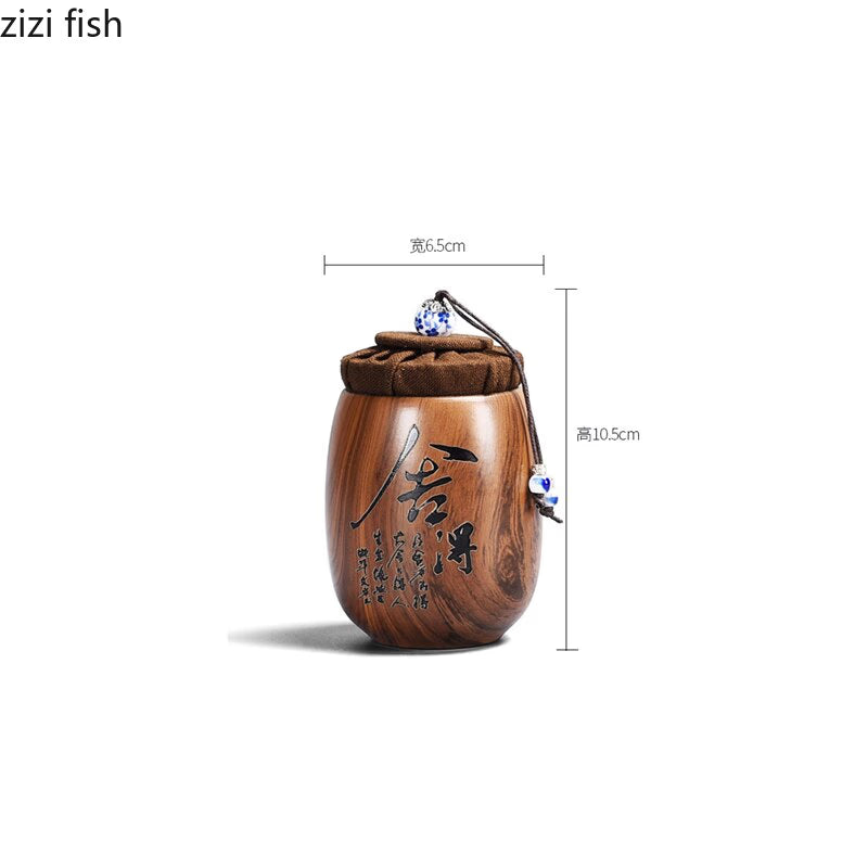 Small Purple Sand Tea Caddy Imitation Wood Grain Ceramic Jar Sealed Jar Storage Tank Tea Box Tea Container Tea Organizer Tea Can acacuss