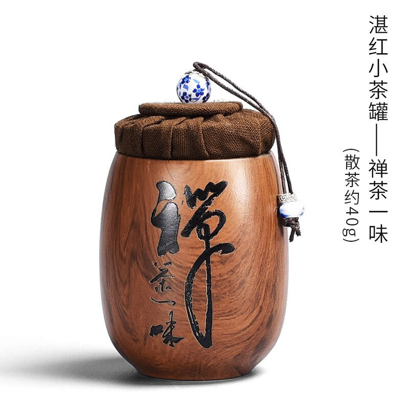 Small Purple Sand Tea Caddy Imitation Wood Grain Ceramic Jar Sealed Jar Storage Tank Tea Box Tea Container Tea Organizer Tea Can acacuss