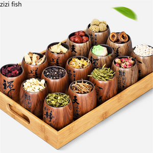 Small Purple Sand Tea Caddy Imitation Wood Grain Ceramic Jar Sealed Jar Storage Tank Tea Box Tea Container Tea Organizer Tea Can acacuss