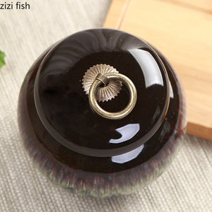 Small Tea Can Ceramic Storage Jar Moisture Proof Sealed Jar Tea Caddy Home Food Organizer Tea Container Candy Jars Storage Tank acacuss