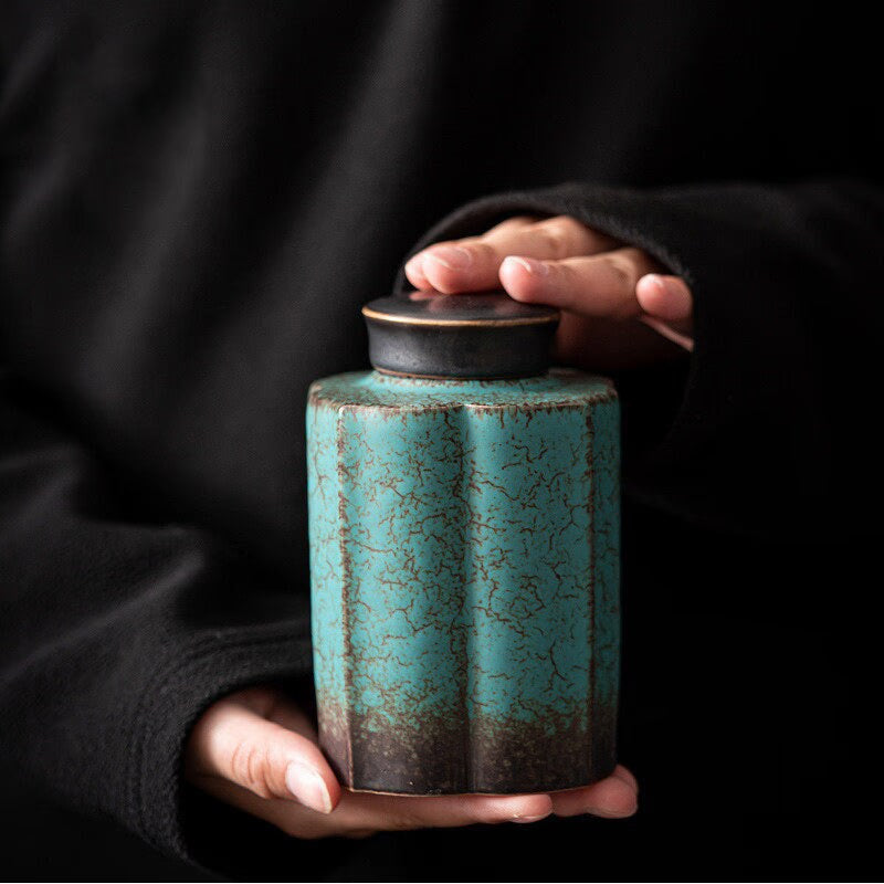 ACACUSS Small Tea Tin 290 ml With  Lid Moisture-proof jar sealed cans large cans Pu'er storage tea cans storage jars living room decorations - ACACUSS