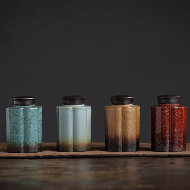 ACACUSS Small Tea Tin 290 ml With  Lid Moisture-proof jar sealed cans large cans Pu'er storage tea cans storage jars living room decorations - ACACUSS