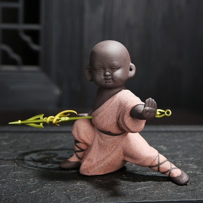 Small monk sculpture statue ceramic home decoration crafts Chinese style tea set sculpture Buddha statue best gift acacuss