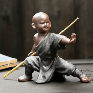 Small monk sculpture statue ceramic home decoration crafts Chinese style tea set sculpture Buddha statue best gift acacuss