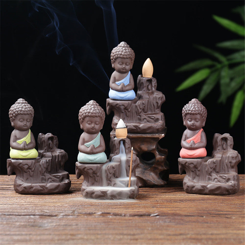 Smoke Waterfall Incense burner Buddha - acacuss