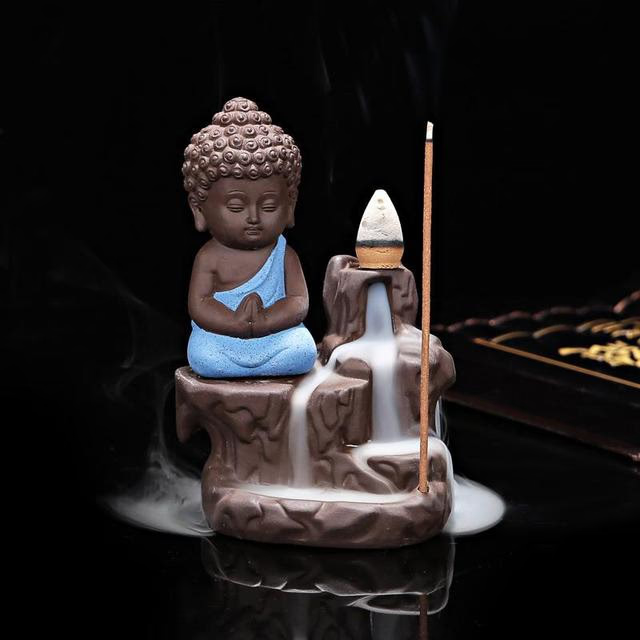 Smoke Waterfall Incense burner Buddha - acacuss
