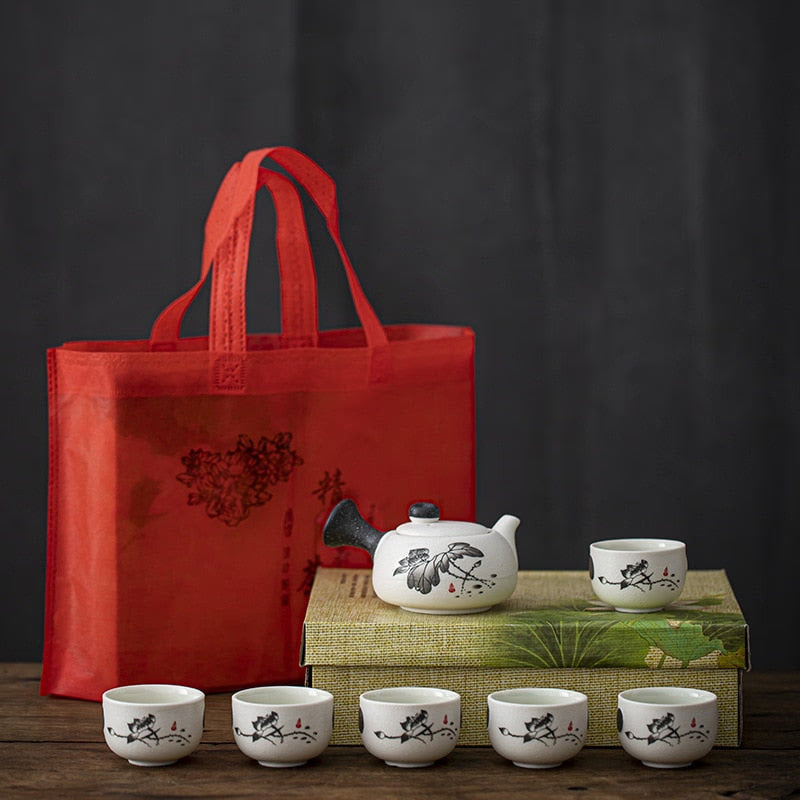 Snowflake Glaze Ceramic Kung Fu Tea Set Gift Box Teaware Pottery Creative Tea Pot and Cup Set Tea Cup Set of 6 Chinese Tea Set acacuss
