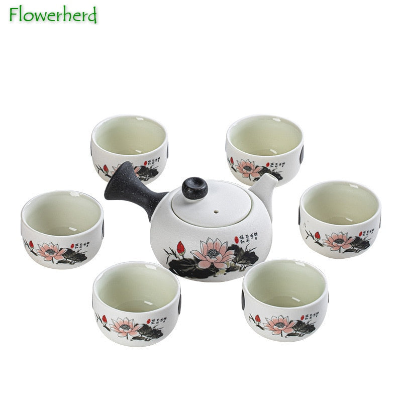 Snowflake Glaze Ceramic Kung Fu Tea Set Gift Box Teaware Pottery Creative Tea Pot and Cup Set Tea Cup Set of 6 Chinese Tea Set acacuss