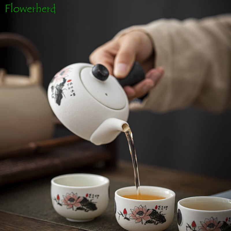 Snowflake Glaze Ceramic Kung Fu Tea Set Gift Box Teaware Pottery Creative Tea Pot and Cup Set Tea Cup Set of 6 Chinese Tea Set acacuss