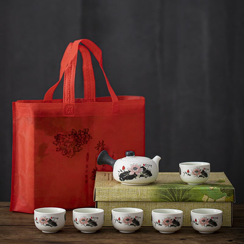 Snowflake Glaze Ceramic Kung Fu Tea Set Gift Box Teaware Pottery Creative Tea Pot and Cup Set Tea Cup Set of 6 Chinese Tea Set acacuss