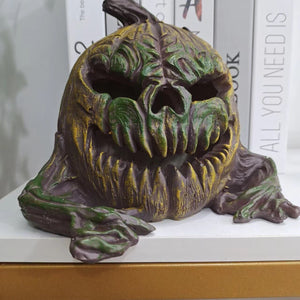 Solar Powerd Horror Demon Glowing Pumkin Ornament Resin Home Decoration Holiday Gift Halloween Table Decoration Dropshipping acacuss