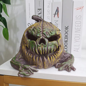 Solar Powerd Horror Demon Glowing Pumkin Ornament Resin Home Decoration Holiday Gift Halloween Table Decoration Dropshipping acacuss