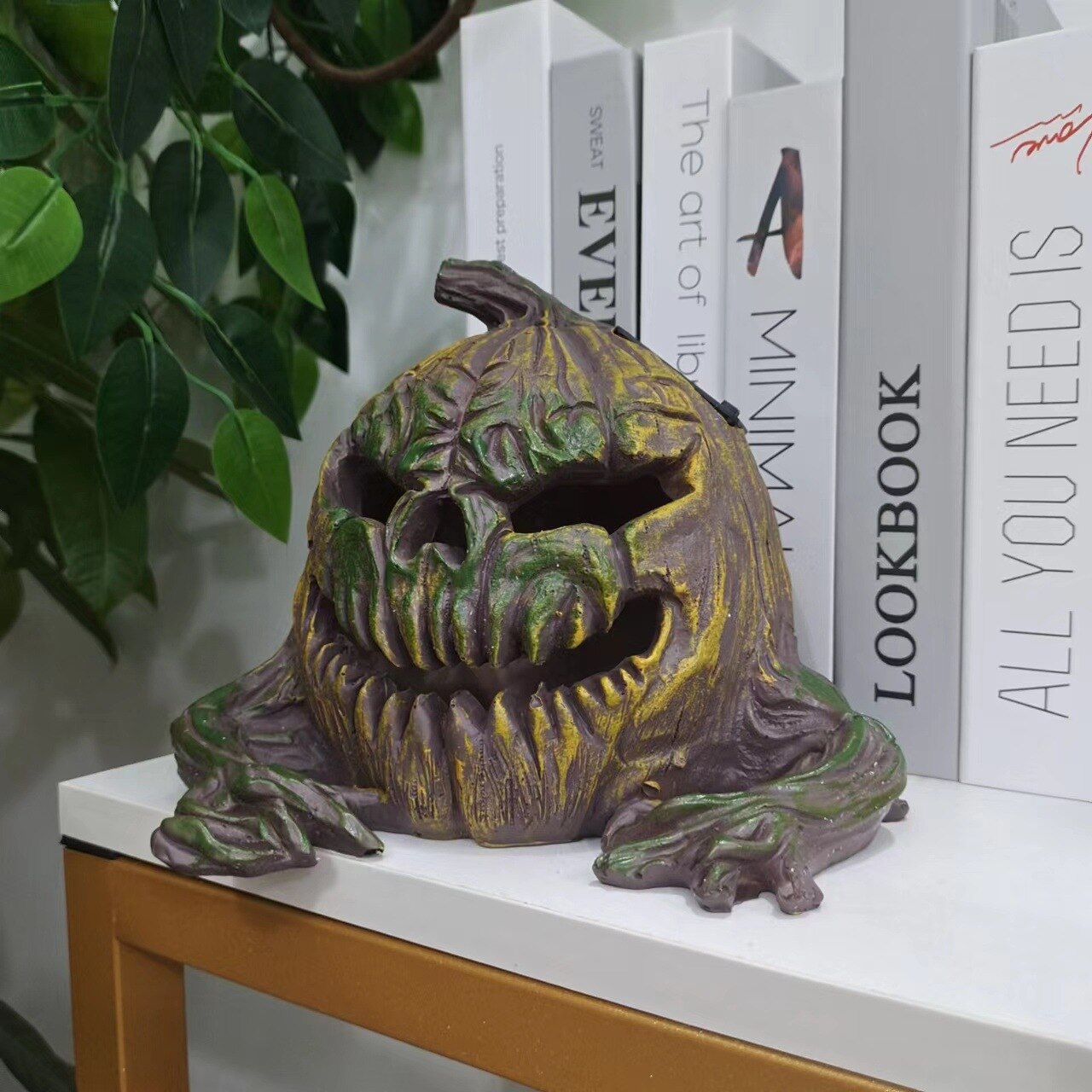 Solar Powerd Horror Demon Glowing Pumkin Ornament Resin Home Decoration Holiday Gift Halloween Table Decoration Dropshipping acacuss