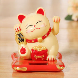 Solar Powered Maneki Neko Waving Arm Beckoning Fortune Cat Lucky Cat For Home Office Christmas Decoration Accessiores acacuss
