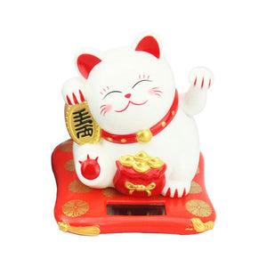 Solar Powered Maneki Neko Waving Arm Beckoning Fortune Cat Lucky Cat For Home Office Christmas Decoration Accessiores acacuss