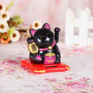 Solar Powered Maneki Neko Waving Arm Beckoning Fortune Cat Lucky Cat For Home Office Christmas Decoration Accessiores acacuss