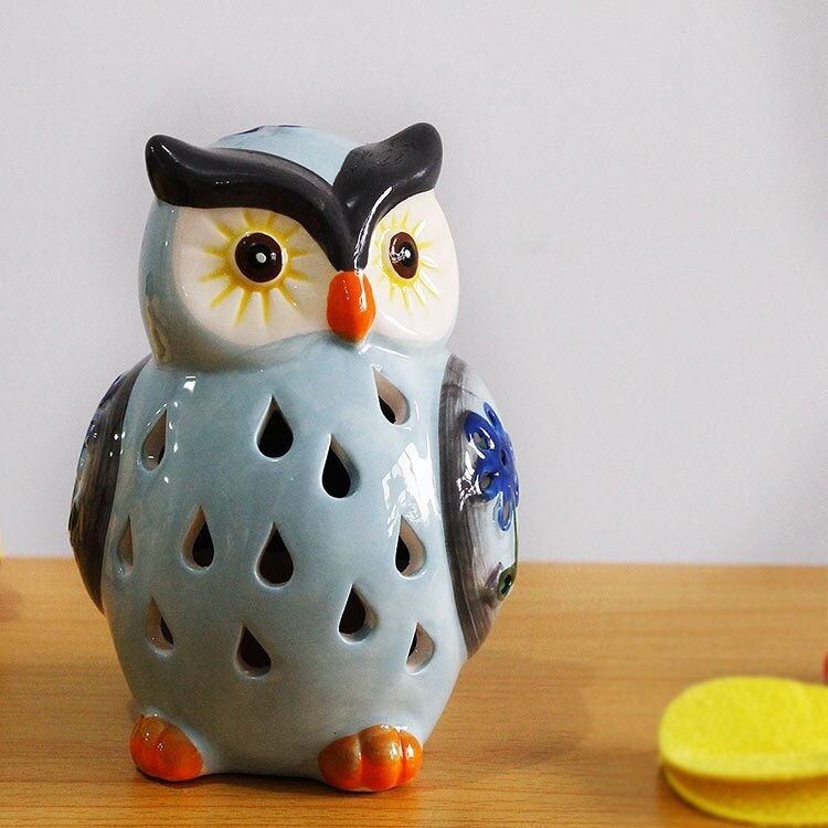 Solar Powered Owl Light Ceramic Light for Deck Yard Garden Home Pathway Landscape for Decoration Home Decor acacuss