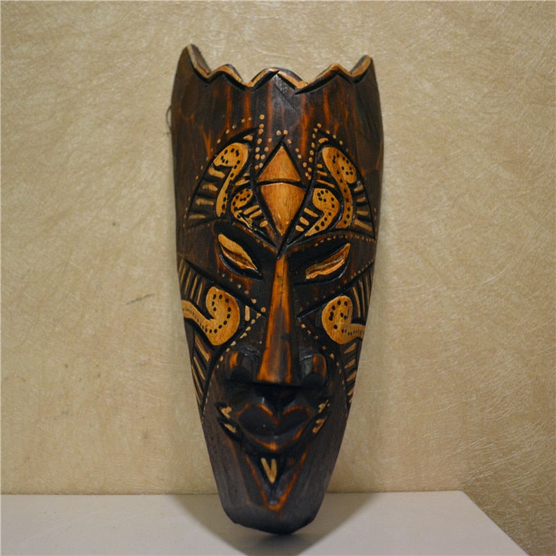 Southeast Asian Style Wall Hanging Pendant Thai Wood Carving African Face Mask Creative Retro Home Bar Hotel Decoration acacuss