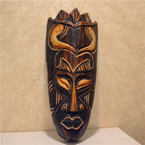 Southeast Asian Style Wall Hanging Pendant Thai Wood Carving African Face Mask Creative Retro Home Bar Hotel Decoration acacuss