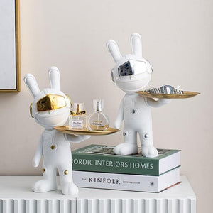 2023 New Space Rabbit Tray Key Storage Decoration, Astronaut Entrance Living Room Desktop Decoration, Home Decoration, Figurines acacuss