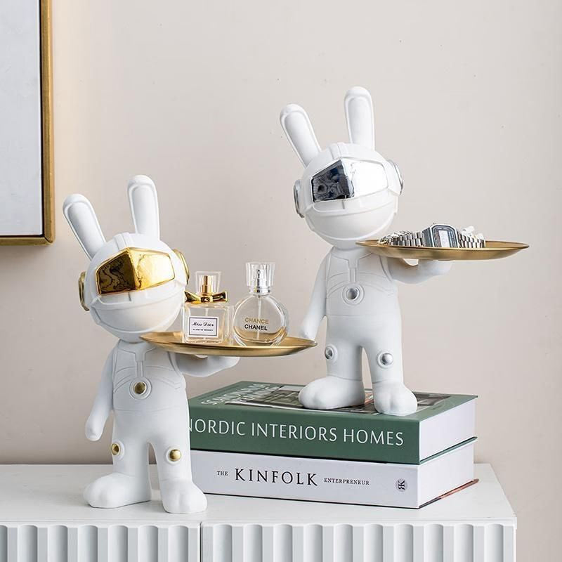 2023 New Space Rabbit Tray Key Storage Decoration, Astronaut Entrance Living Room Desktop Decoration, Home Decoration, Figurines acacuss