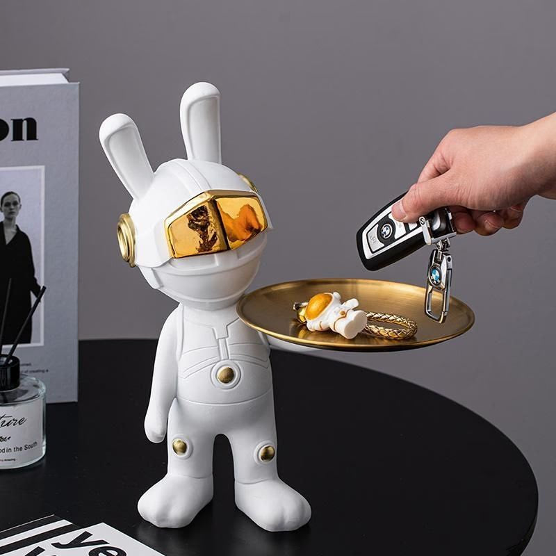 2023 New Space Rabbit Tray Key Storage Decoration, Astronaut Entrance Living Room Desktop Decoration, Home Decoration, Figurines acacuss