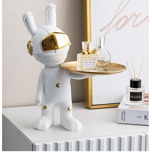 2023 New Space Rabbit Tray Key Storage Decoration, Astronaut Entrance Living Room Desktop Decoration, Home Decoration, Figurines acacuss