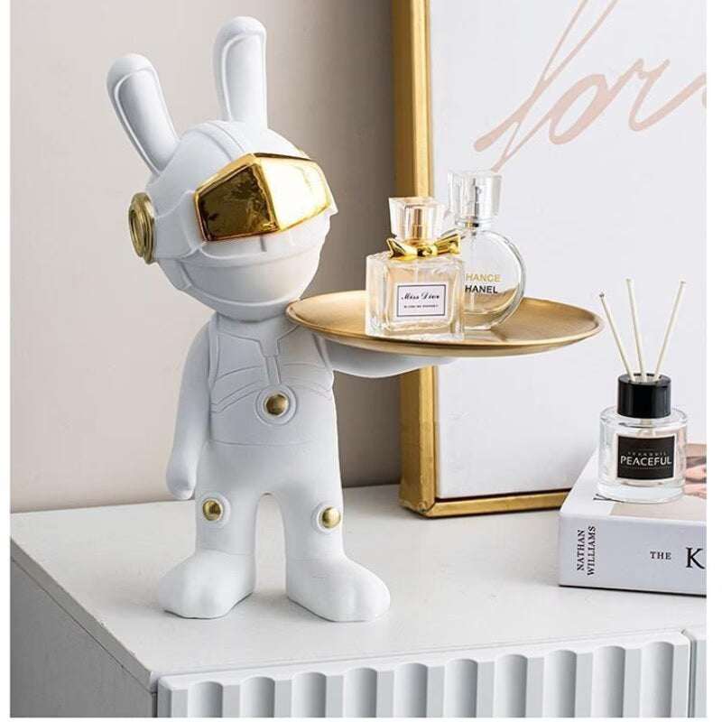 2023 New Space Rabbit Tray Key Storage Decoration, Astronaut Entrance Living Room Desktop Decoration, Home Decoration, Figurines acacuss
