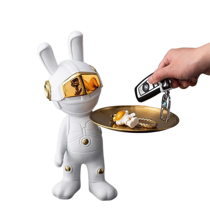 2023 New Space Rabbit Tray Key Storage Decoration, Astronaut Entrance Living Room Desktop Decoration, Home Decoration, Figurines acacuss