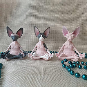 Sphynx Cat Meditate Collectible Figurines Miniature Buddha Cat Figurine Animal Model Doll Toys Hairless Cat Figurine Home Decor acacuss
