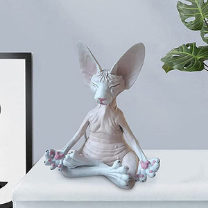 Sphynx Cat Meditate Collectible Figurines Miniature Buddha Cat Figurine Animal Model Doll Toys Hairless Cat Figurine Home Decor acacuss