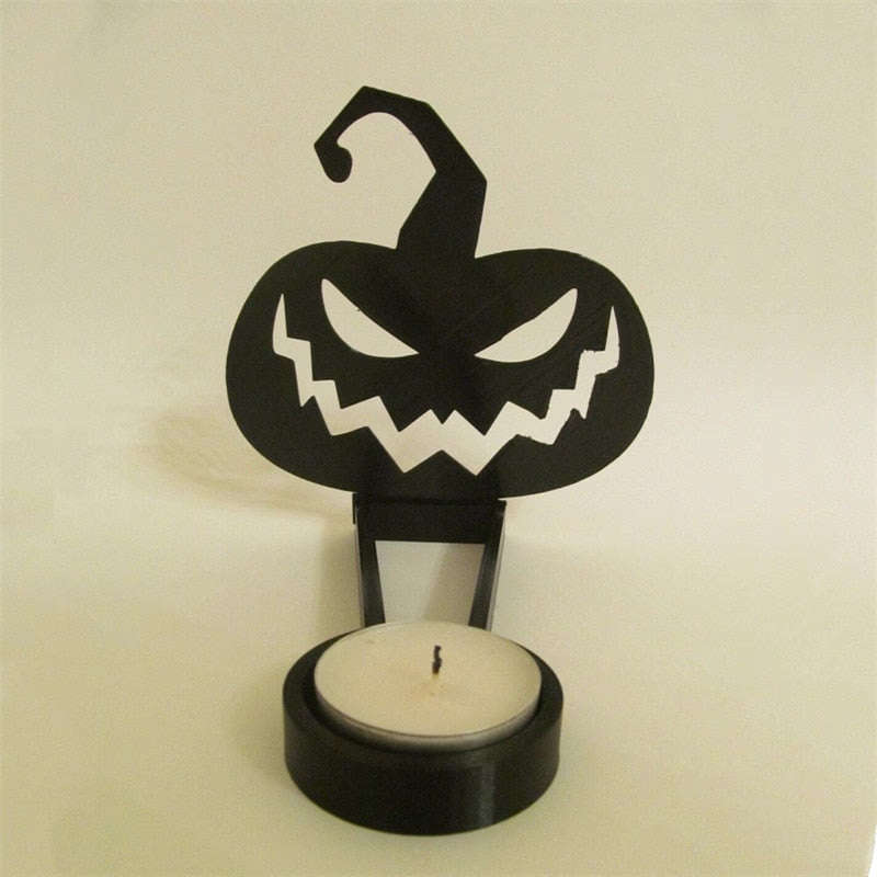 Spooktacular Halloween Shadow Decor Funny Candlestick with Skull Pumpkin Witch Desktop Decor Horror Spooky Decor 2023 Halloween acacuss