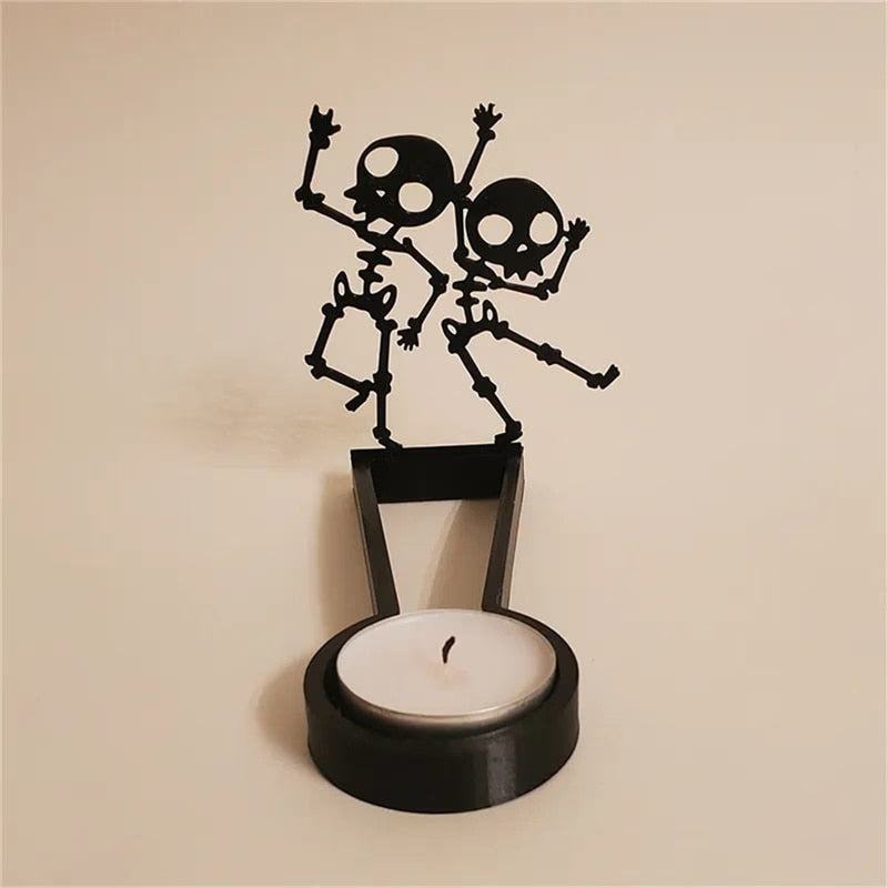 Spooktacular Halloween Shadow Decor Funny Candlestick with Skull Pumpkin Witch Desktop Decor Horror Spooky Decor 2023 Halloween acacuss